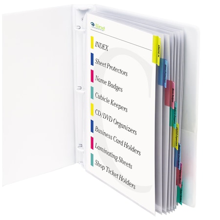 C-Line Products Polypropylene Sheet Protector with Index Tabs, Assorted Color Tabs, 11 x 8 12, 80PK 05580-BX